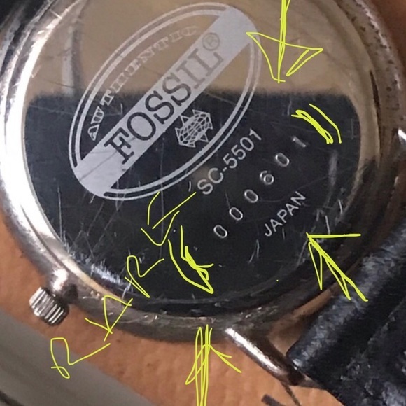 RARE 1992 LARGE CLAY FACE STAIN GLASS FOSSIL SC-5501(000601) WATCH - Picture 1 of 8